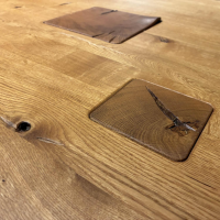 Wimmer - Essgruppe Zweigl Holz Rustikale Asteiche Leder Colorado 546 Olivegrün Grün Gestell Metall RAL7021 Schwarzgrau - 2