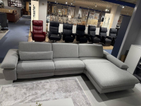 himolla - Ecksofa Comfortmaster Spektra 1487 Stoff Loop 02 Jet Hellgrau Metallkufe Anthrazit Motorisch Verstellbar - 9