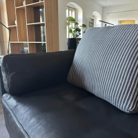 Brühl - Sofa Alba Soft Leder Pearl 5707 10 Schwarz Gestell Winkelfuß Verchromt Inklusive Kissen - 8