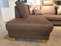 Ponsel - Ecksofa Livingston Stoff 0877 19 Braun Fuß Eiche Geölt Inklusive Kissen - 4