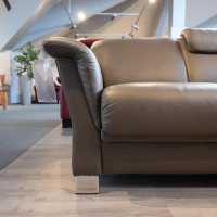 Stressless - Wohnlandschaft E40 Leder Paloma Khaki Grau Grün Füße Metall Inklusive Nacken Und Lendenkissen Set - 11