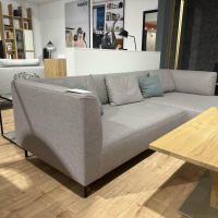 freistil Rolf Benz - Ecksofa 160 Stoff 3040 Mittel Platingrau Grau Stahlrundrohrfuß Tiefschwarz Schwarz Mit Kissen - 6