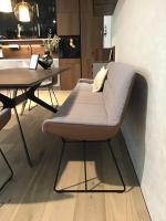 Freifrau - Sitzgruppe Leya Außen Leder Sahara Cognac Braun Innen Stoff Opera Fango Grau Drahtgestell Schwarz - 2