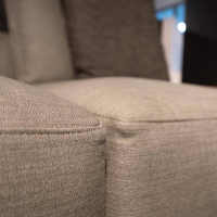 Poliform - Sofa Brera Stoff Kiala Champagne Beige Kernleder Castagna Braun Basis Nickel Matt Brown Braun Mit Kissen - 3