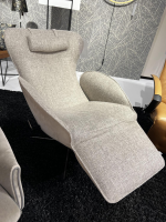 Jori - Relaxsessel Daydreamer Innen Stoff Depero 204 Creme Außen Leder Nubuck Cream Gestell Bronze Matt Lackiert Inklusive Kopfkissen - 7