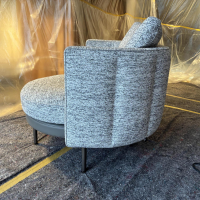Minotti - Sessel Torii Medium Stoff Kerlin 01 Granito Grau Sockel Leder Aspen 28 Ardesia Drehbar - 3