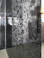Glas Italia - Raumteiler Wall SIO2 Rauchglas Schwarz Mit Floralem Muster - 5
