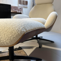 IP Design - Sessel Trinity Stoff Queen IP1775 272 Beige Schale Nussbaum Furniert Geölt Gestell Metall Schwarz Matt Inklusive Hocker - 9