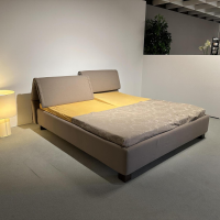 Hasena - Bett Dream Deluxe Stoff Linen 341 Taupe Grau Kopfteil Riposo Füße Ivio Buche Massiv Marrone Schwarz Mit Verstellbarem Kopfteil - 4
