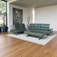 W. Schillig - Ecksofa 16777 Broadway Leder Longlife Xtra Forest Grün Metallkufe Schwarz Matt Inklusive Hocker - 7