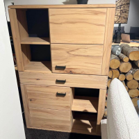 Natura - Highboard Cartago Astbuche Massiv Bianco Geölt Weißgeölt Gestell Metall Anthrazit - 7