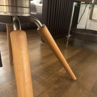 Tonon - Stuhl UP Chair Leder 7 Beige 4 Fuß Gestell Nussbaum Drehbar - 5