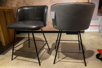 KFF - 2er-Set Thekenstuhl Gaia Innen Leder Anthrazit Außen Stoff Blake Grey Grau Rundrohrgestell Struktur Schwarz - 7