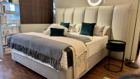 Schramm - Bett Nuvola Stoff Mario 3150 Light Grey Grau Füße Buche Schwarz Lackiert Inklusive Matratzen - 7