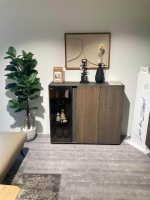 Natura - Highboard Saratoga Buche Massiv Geölt Silbergrau Grau Braun Inklusive Beleuchtung - 4