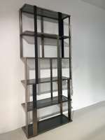 Eichholtz - Cabinet Clio Shelf Brass Brushed Black Finish Glass Smoke Gray - 4