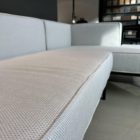 Zumsteg - Loungegruppe Iconic Stoff Sunbrella Lopi Ash Grau Bänder Tanne Bordeaux Rot Gestell Edelstahl Schwarz Pulverbeschichtet - 4