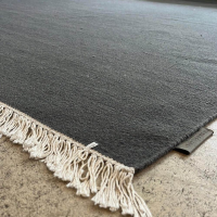 Kvadrat - Teppich Vintage Kelim Plain Schurwolle Mit Fransen Grau 200x300 - 5