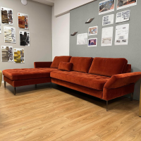 Eigene Herstellung - Ecksofa Living Rohleder Stoff Cloud 18 Rot Gesteppt Füße Metall Schwarz Mit Klappbaren Armlehnen - 4