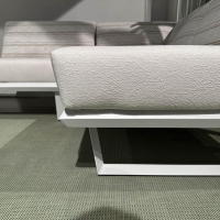 Solpuri - Outdoor Lounge Boom Stoff Diamond Pune Beige Gestell Aluminium Weiß Pulverbeschichtet Mit Keramikplatte Dekton - 6