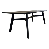 Poliform - Esstisch Curve Holz Ulme Schwarz mit Traverse in Kernleder Oliva - 11