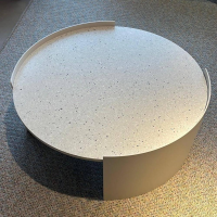 Cassina - Beistelltisch Bowy Groß Platte Recyceltes RFM Grau Weiß Gestell Aluminium Grau Lackiert Texturiert - 2