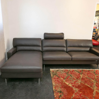 Erpo - Ecksofa Esparo 400 Leder J 42.090 Braun Schwarz Fußstütze Leder J 42.090 - 3