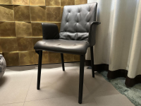 Walter Knoll - Stuhl Liz Wood 1323 Leder Congress 1399 Dark Bronze Braun Gestell Eiche Geflammt - 2