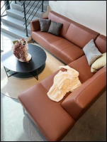 Hülsta - Ecksofa hs.446 Leder 534-44 Signal Braun Füße Aluminium lackiert ohne Dekokissen - 3