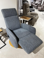 Natura - TV Sessel Sommerville Stoff Amsterdam Blau Grau Drehteller Eiche Bianco 2 Motorisch Mit Akku - 6