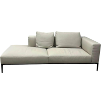 Walter Knoll - Recamiere 3-Sitzer Jaan Living Leder Safari Chalk Grau Füße Schwarz Matt Pulverbeschichtet - 2