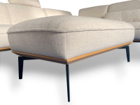 JOOP! - Ecksofa 8166 Stoff Canvas Natura Beige Holzrahmen Füße Schwarz Inklusive Hocker - 5
