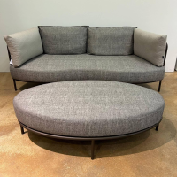 Fischer Möbel - Sofa Aura Outdoor Stoff Chartes Drizzle J348 Grau Gestell Edelstahl Dark Bronze Matt Pulverbeschichtet Inklusive Hocker - 4