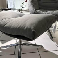 COR - Lounge Sessel Cordia Stoff 7009 Antharzit Korpus Leder Semi 282 Basalt Schwarz Gestell Aluminium Poliert Inklusive Hocker - 2