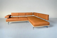 JOOP! - Ecksofa 8106 Echtleder Leonessa Almond Braun Sockel Wildeichenholz Massiv Füße Edelstahl Inklusive Kissen - 6