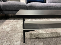 Rolf Benz - Couchtisch 925 Eiche Gebeizt Und Lackiert Gestell Stahl Verkehrsschwarz Ledereinlage Hellgrau - 2