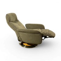 himolla - Sessel 8956 Leo Easy-Swing M Stoff Grün Tellerfuß Holzoptik mit Edelstahlring - 8