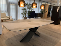 Cattelan Italia - Esstisch Tyron Platte Keramik Marmor Weiß Gestell Metall Bronze Matt - 8