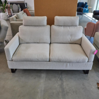 Brühl - Sofa Alba M Stoff 4430 Beige Grau Fuß Schwarz Mit Integrierten Kopfstützen - 7