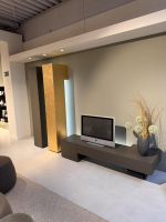 minottiitalia - Wohnwand Inpiedi Lack Interno Metall Gold Lack Coffee Braun Inklusive LED Beleuchtung - 14