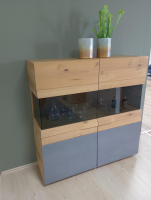 Voglauer - Highboard Opus Wildeiche Rustiko Tischlerplatte Furniert Inklusive LED Beleuchtung - 2