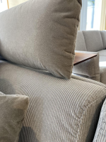 Brühl - Ecksofa Aoyama Stoff 4490 090 Beige Gestell Metall Verchromt Füße Höhenverstellbar inkl. Hocker - 4