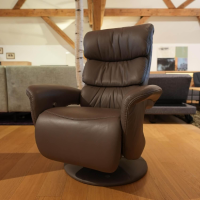 himolla - TV armchair Easyswing cover leather 24 Longlife mud brown foot plate covered - 2