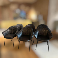 Freifrau - 6er Set Armlehnstühle Marie Leder Adora Ebony 95001 Schwarz Gestell 4-Fuß Stahlgestell Schwarzchrom ME400 - 9