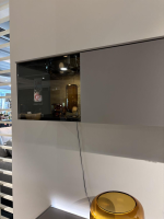 Musterring - Anbauwand Q Media 2.0 Glas Fango Satinato Grau Absetzung Eiche Massiv Gestell Chrom Gebürstet Mit Beleuchtung - 6