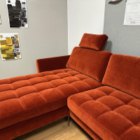 Eigene Herstellung - Ecksofa Living Rohleder Stoff Cloud 18 Rot Gesteppt Füße Metall Schwarz Mit Klappbaren Armlehnen - 3