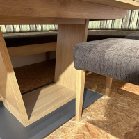 Schösswender - Essgruppe LS23 Manzan Stoff Cora 8094 801 Uni Und 8095 27 Gestreift Grün Braun Und Eiche Natur Lackiert - 2