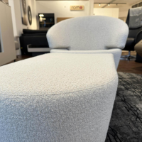 Werther - Sessel Trick Stoff Filippo Uecher Scapigliata 20 Linen Creme Drehteller Schwarz Inklusive Hocker - 4