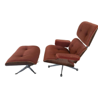 Vitra - Sessel Lounge Chair Stoff Calma Brandy Rot mit ottoman - 3