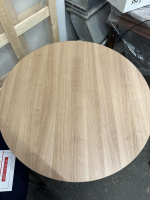 Vario - Besprechungstisch Lets Talk Round 90cm Platte Nussbaum Gestell Weiß Aluminium Tellerfuß Edelstahl Gebürstet - 3